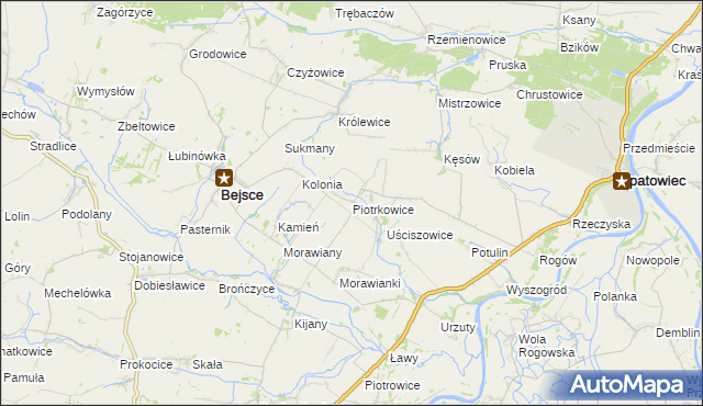 mapa Piotrkowice gmina Bejsce, Piotrkowice gmina Bejsce na mapie Targeo