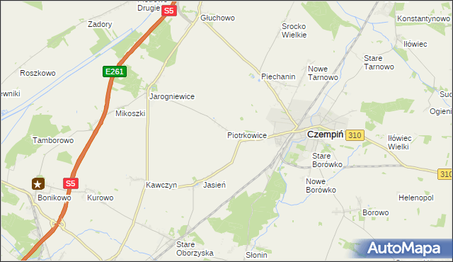 mapa Piotrkowice gmina Czempiń, Piotrkowice gmina Czempiń na mapie Targeo