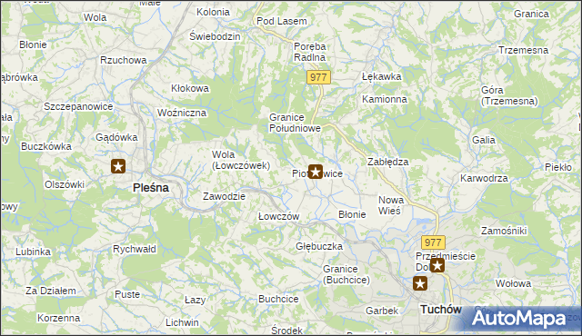 mapa Piotrkowice gmina Tuchów, Piotrkowice gmina Tuchów na mapie Targeo