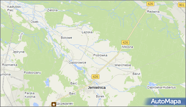 mapa Piotrówka gmina Jemielnica, Piotrówka gmina Jemielnica na mapie Targeo