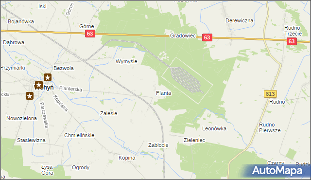mapa Planta gmina Wohyń, Planta gmina Wohyń na mapie Targeo