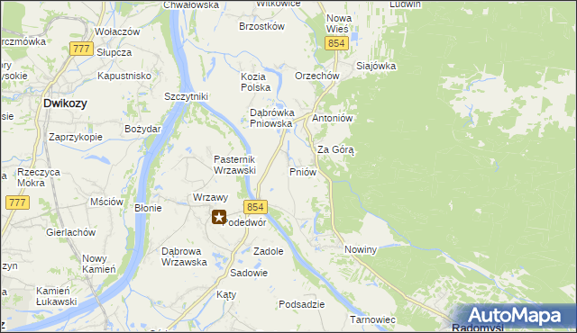 mapa Pniów gmina Radomyśl nad Sanem, Pniów gmina Radomyśl nad Sanem na mapie Targeo