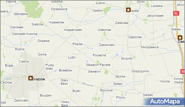 mapa Pociecha gmina Grabów, Pociecha gmina Grabów na mapie Targeo