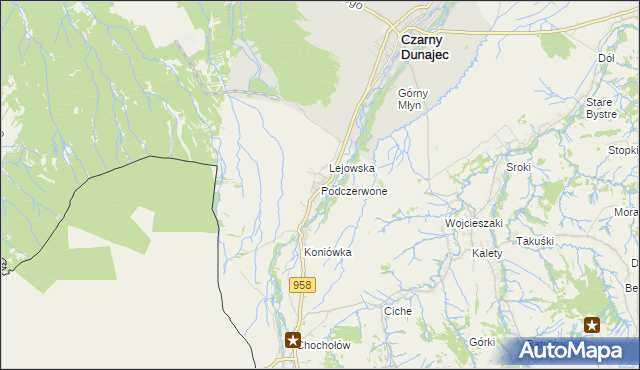 mapa Podczerwone, Podczerwone na mapie Targeo