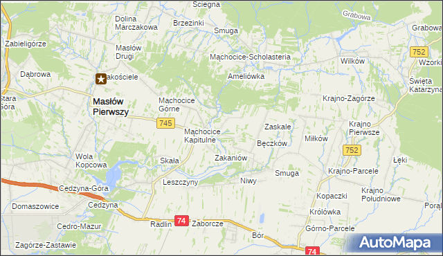 mapa Podmąchocice, Podmąchocice na mapie Targeo