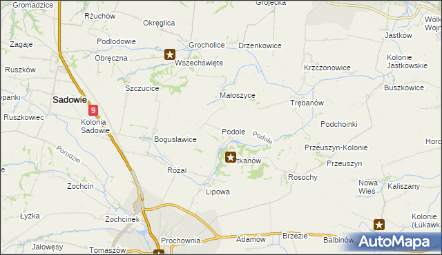 mapa Podole gmina Opatów, Podole gmina Opatów na mapie Targeo