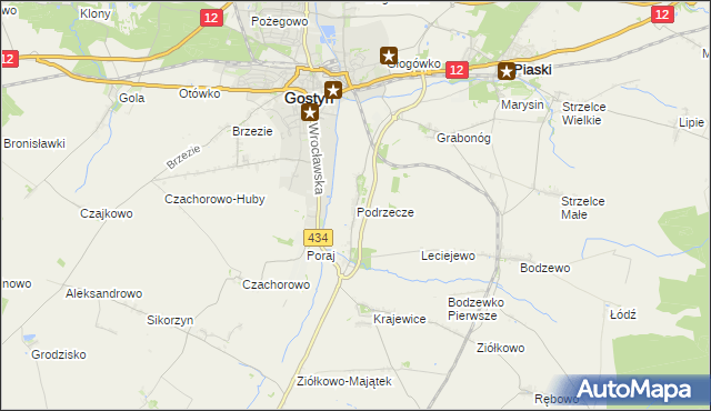 mapa Podrzecze gmina Piaski, Podrzecze gmina Piaski na mapie Targeo