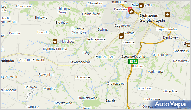 mapa Podszkodzie, Podszkodzie na mapie Targeo
