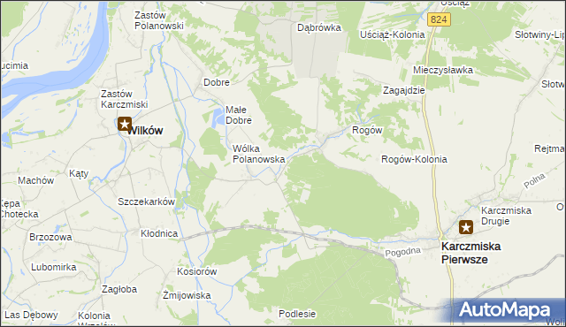 mapa Polanówka gmina Wilków, Polanówka gmina Wilków na mapie Targeo