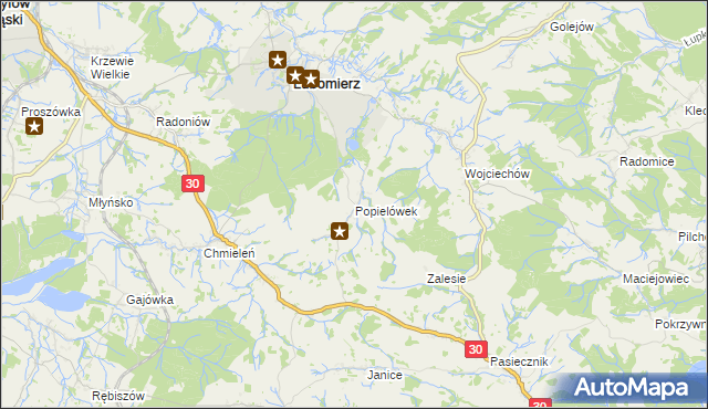 mapa Popielówek, Popielówek na mapie Targeo