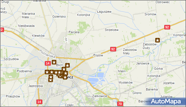 mapa Popów gmina Łowicz, Popów gmina Łowicz na mapie Targeo
