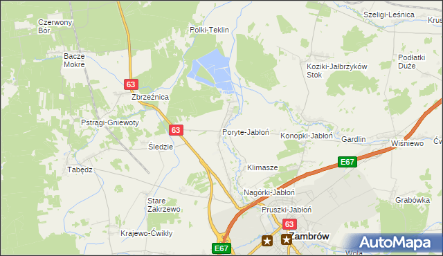 mapa Poryte-Jabłoń, Poryte-Jabłoń na mapie Targeo