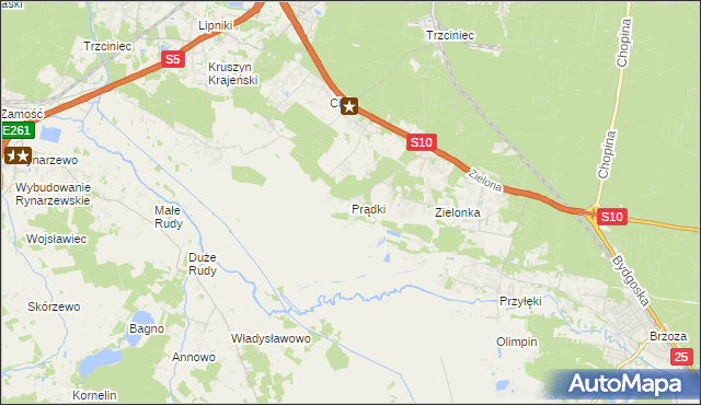 mapa Prądki, Prądki na mapie Targeo