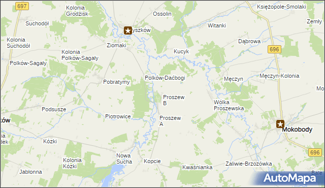 mapa Proszew B, Proszew B na mapie Targeo