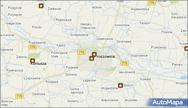 mapa Proszowice, Proszowice na mapie Targeo