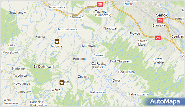 mapa Prusiek, Prusiek na mapie Targeo