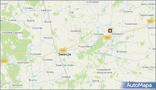 mapa Prusinowice gmina Świercze, Prusinowice gmina Świercze na mapie Targeo