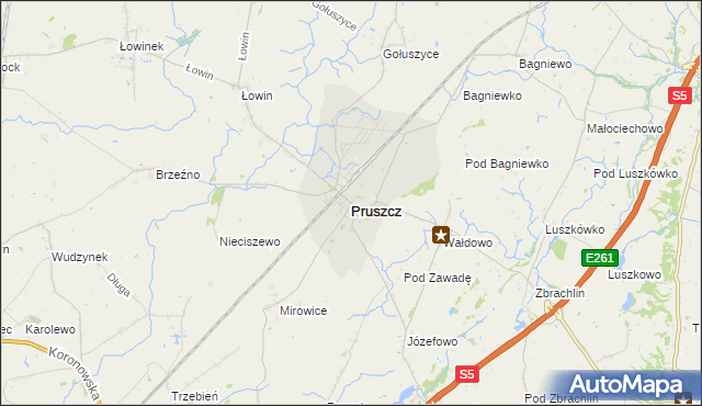mapa Pruszcz powiat świecki, Pruszcz powiat świecki na mapie Targeo
