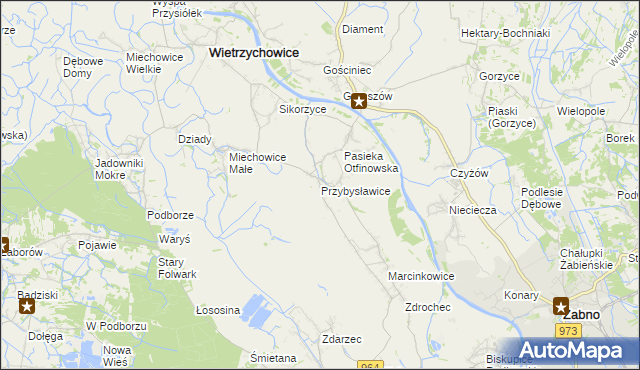 mapa Przybysławice gmina Radłów, Przybysławice gmina Radłów na mapie Targeo
