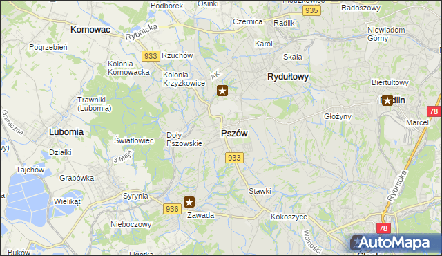 mapa Pszów, Pszów na mapie Targeo