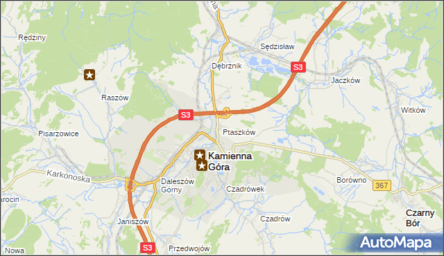 mapa Ptaszków, Ptaszków na mapie Targeo