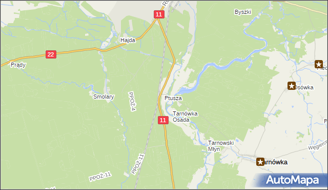 mapa Ptusza, Ptusza na mapie Targeo