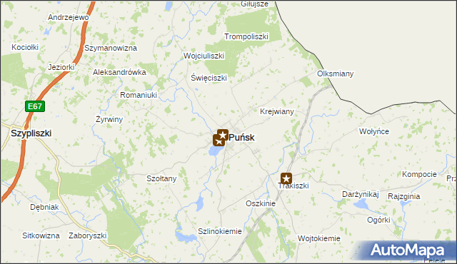 mapa Puńsk, Puńsk na mapie Targeo