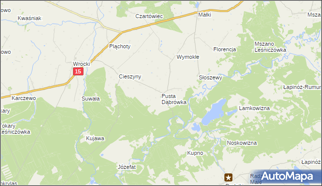 mapa Pusta Dąbrówka, Pusta Dąbrówka na mapie Targeo