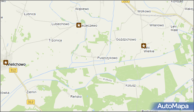 mapa Puszczykowo gmina Kamieniec, Puszczykowo gmina Kamieniec na mapie Targeo