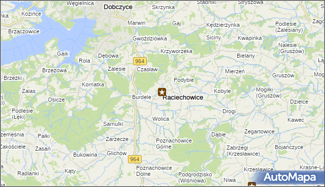 mapa Raciechowice, Raciechowice na mapie Targeo