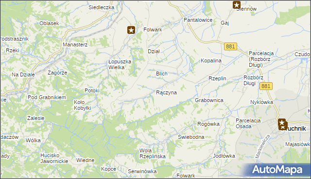 mapa Rączyna, Rączyna na mapie Targeo