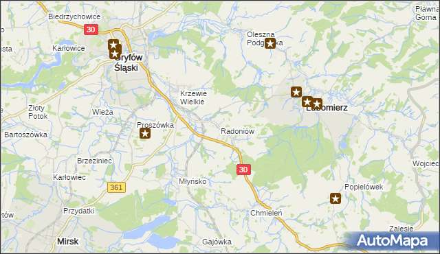 mapa Radoniów, Radoniów na mapie Targeo