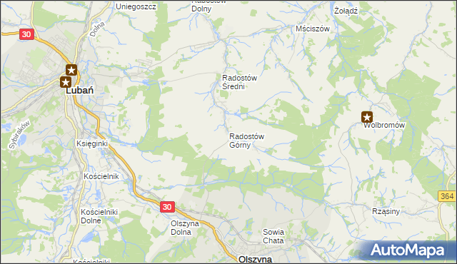 mapa Radostów Górny, Radostów Górny na mapie Targeo