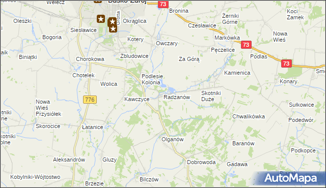 mapa Radzanów gmina Busko-Zdrój, Radzanów gmina Busko-Zdrój na mapie Targeo