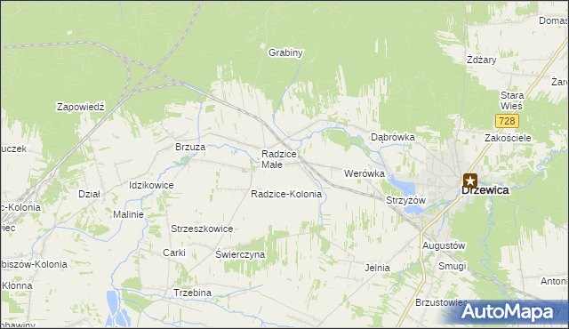 mapa Radzice Duże, Radzice Duże na mapie Targeo