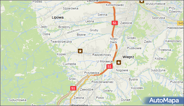 mapa Radziechowy, Radziechowy na mapie Targeo