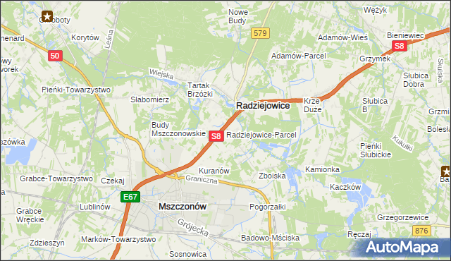 mapa Radziejowice-Parcel, Radziejowice-Parcel na mapie Targeo