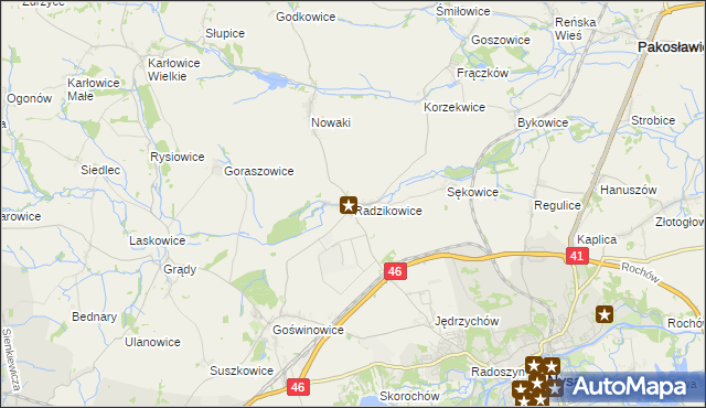 mapa Radzikowice, Radzikowice na mapie Targeo