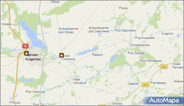 mapa Radzim gmina Kamień Krajeński, Radzim gmina Kamień Krajeński na mapie Targeo