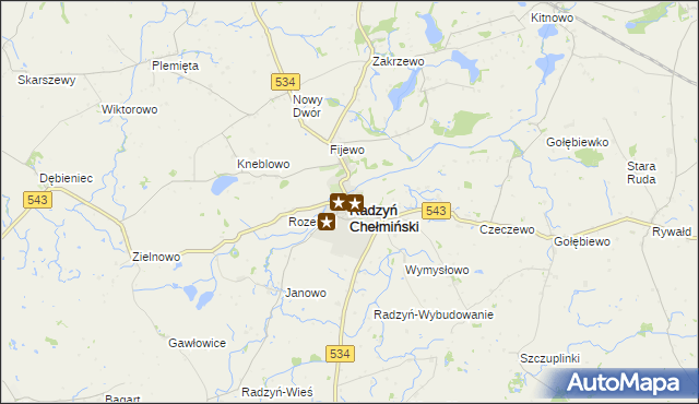 mapa Radzyń Chełmiński, Radzyń Chełmiński na mapie Targeo