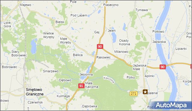 mapa Rakowiec gmina Gniew, Rakowiec gmina Gniew na mapie Targeo