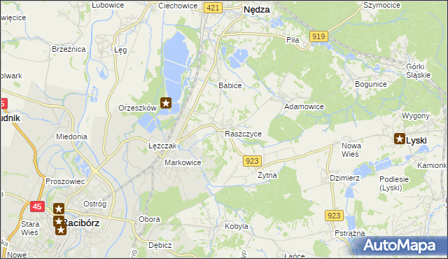 mapa Raszczyce, Raszczyce na mapie Targeo