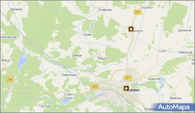 mapa Raszyn gmina Lubsko, Raszyn gmina Lubsko na mapie Targeo