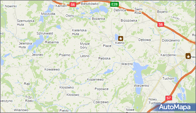 mapa Rębiska gmina Szemud, Rębiska gmina Szemud na mapie Targeo