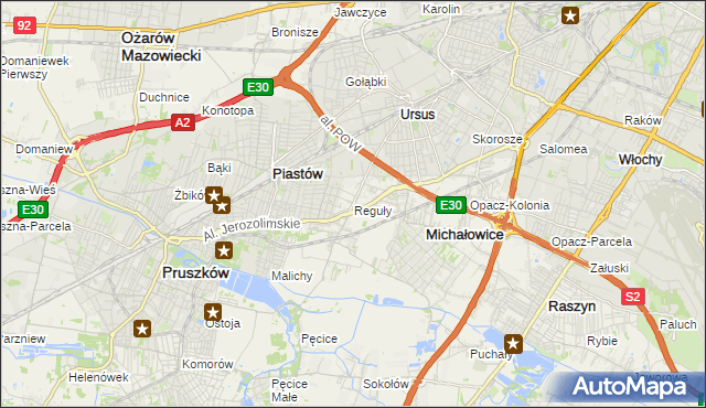 mapa Reguły, Reguły na mapie Targeo