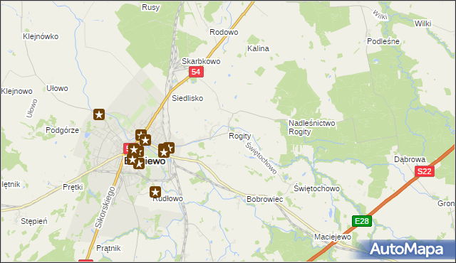 mapa Rogity, Rogity na mapie Targeo