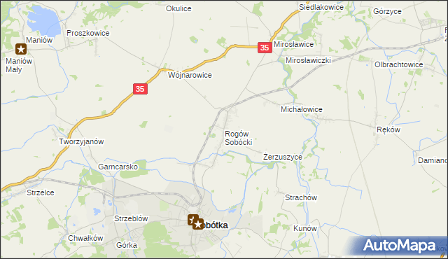 mapa Rogów Sobócki, Rogów Sobócki na mapie Targeo