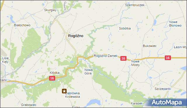 mapa Rogóźno-Zamek, Rogóźno-Zamek na mapie Targeo