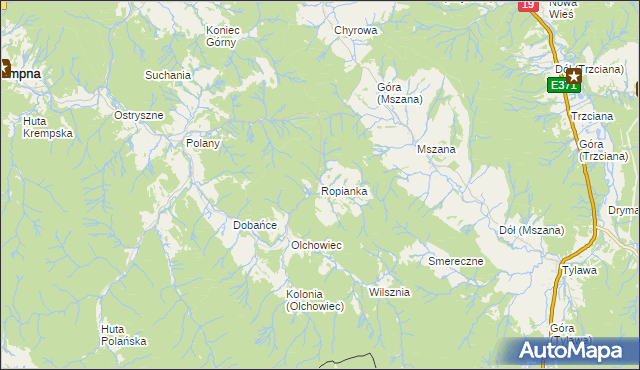 mapa Ropianka, Ropianka na mapie Targeo