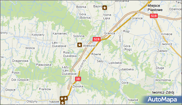 mapa Równe gmina Dukla, Równe gmina Dukla na mapie Targeo